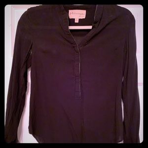 Leather trim detailed black top